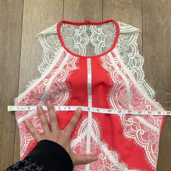 Lipsy London Orange Lace Midi dress sleeveless halter neck US4 - Picture 10 of 16